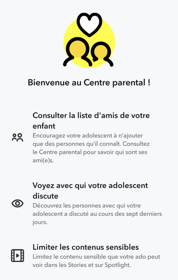 Centre parental Snapchat