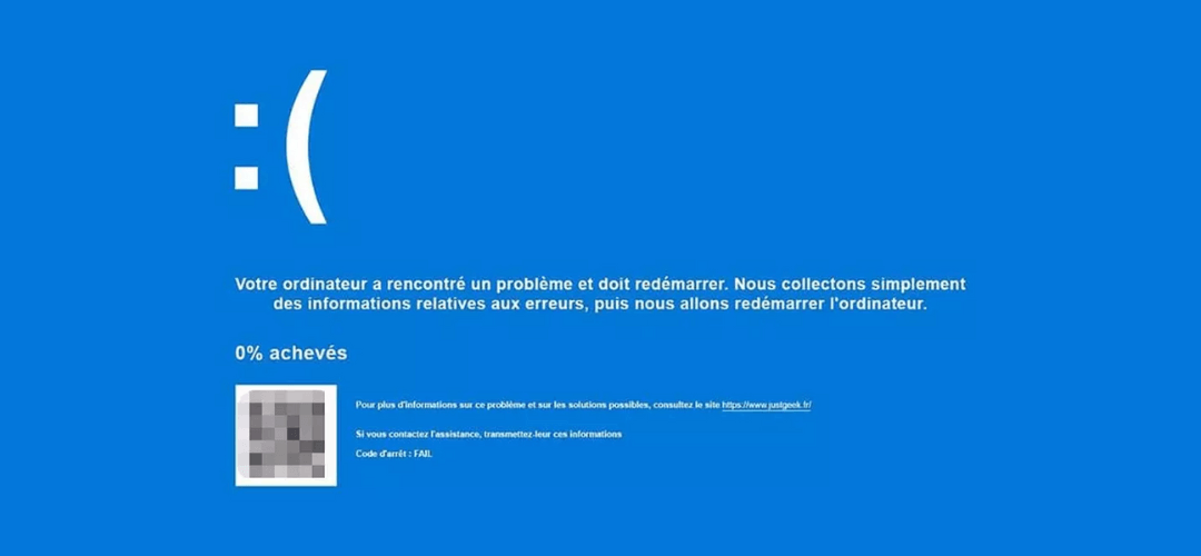 écran bleu Microsoft