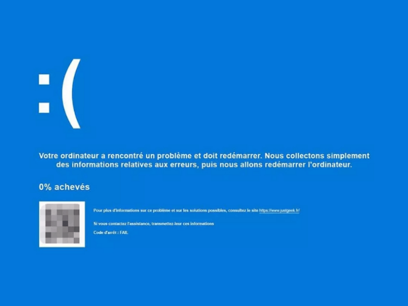écran bleu Microsoft