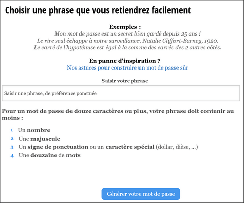 Générer un mot de passe solide CNIL